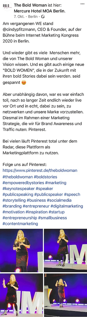 Feedback von Cindy Pfitzmann auf dem Internet Marketing Kongress 2020 von Heiko Häusler